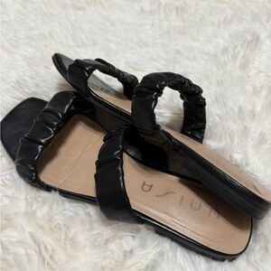 Unisa Black Ruched Sandals